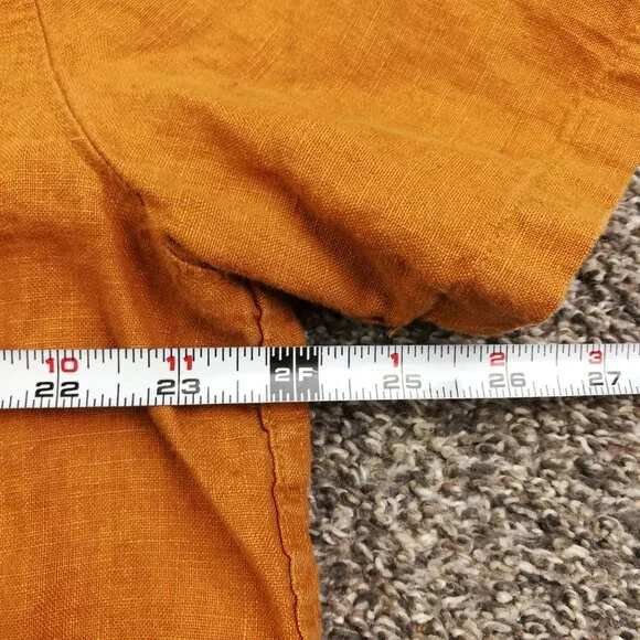 American Giant Shirt Linen Short Sleeve Button Down Light Brown Mens Large - Picture 6 of 8